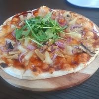 BBQ chicken and pineapple pizza $20.99 at Pizzeria House Of Vegetarians in Cloverdale