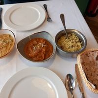 Korma. Medium spiced curry. Mushroom fried rice. Roti bread with garlic. at Kathmandu Restaurant Benidorm in Benidorm