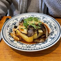 polenta grillée + panais + pleurotes  at Becbec in Lyon