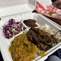 Vegan ital plate with jerk mushrooms and plantains. So good!   at Kokomo Island Cafe - Club Lawson Bistro in Lawson