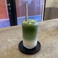 Iced matcha latte with oat milk   at DRACHE Specialty Coffee Bar in Brussels