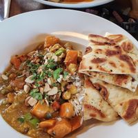Coconut curry bowl with rice at Wendel's Bookstore and Cafe in Fort Langley