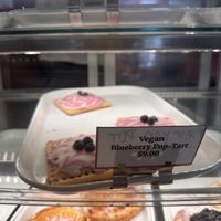 Vegan blueberry poptart in window ($9)  at Hold the Wheat in St Louis Park