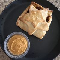 Comes with a side of vegan queso dip  at Hold the Wheat in St Louis Park