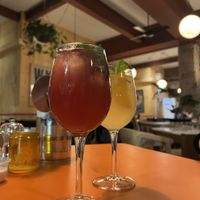 Bramble and peach mocktails   at Rudy's Pizza Napoletana in Newcastle Upon Tyne