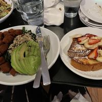 The vegan French toast was amazing. Plus I had a bowl with spinach, quinoa, avocado, and seitan that was yummy and healthy   at Handlebar in Chicago
