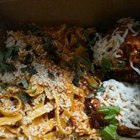 "chicken" Parmesan with vegan cheese at Handlebar in Chicago