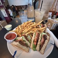 Club Sandwich & Steve’s Fluffy Coffee w/Oat milk  at Handlebar in Chicago