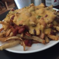 Vegan chili cheese fries at Handlebar in Chicago
