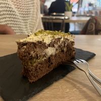 Pistachio and chocolate pie  at MATi in Zaragoza
