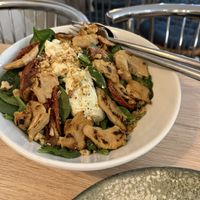 “Espinacas” chicken salad. The “chicken” was a really great texture, and finished off nicely with a slight char. The flavour of the creamy tartare sauce was just right.   at MATi in Zaragoza