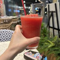 Watermelon smoothie (100% watermelon, fun to eat with the spoon they give you!)  at Ginger Farm Kitchen in Phuket