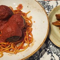 Spaghetti & Meatballs with Garlic Bread at Culinary Misfits in Crown Point