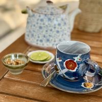 Oolong and green teaa  at Ojas Vegan & Vegetarian Eatery in Siem Reap