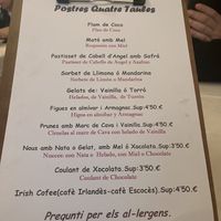 Lista de postres: flan vegano de coco, hecho con leche de coco  at Quatre taules  in Montblanc