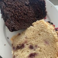 Two halves of different muffins  at Beanhive Coffee - Baggot St in Dublin