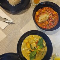 Green curry with tofu and Masaman curry with tofu at Bhu Nga Sani in Krabi