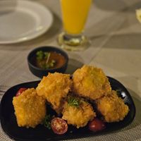 Starter: Fried tofu with peanut sauce.

The best thing we ate in Railay! at Bhu Nga Sani in Krabi
