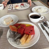 Some vegan items from the breakfast buffet for hotel guests  at Bhu Nga Sani in Krabi