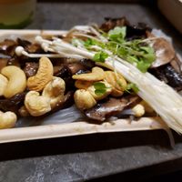 Mushrooms with rice noodles at Beyond Sushi - Chelsea Market in New York City