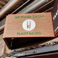 Entrance to small food hall at Beyond Sushi - Chelsea Market in New York City