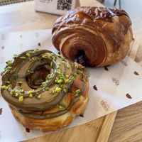 Croissant de pistacho y pain au gianduja.  at Magma Bakery Lab  in Barcelona