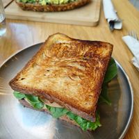 Croissant bikini with "ham", cashew cream cheese, truffle at Magma Bakery Lab  in Barcelona