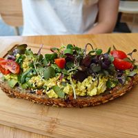 Avocado and scambled tofu toast at Magma Bakery Lab  in Barcelona