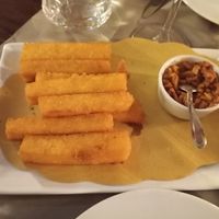 Fried polenta starters (vegan) at Bravo Caffè in Bologna