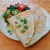 Woody Harrelson Crêpe (with "cheese", "bacon", leek, and "cream") at Let It Be in Berlin