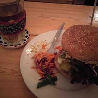 Chrissie Hynde Buger and Fresh Ginger Tea at Let It Be at Let It Be in Berlin