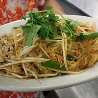 A Thai favorite!  Rice noodles stir fried with organic chicken, eggs, bean sprouts, green onions and a tasty sauce garnished with freshly ground - (also available in vegetarian style) at Thai Spices in Sedona
