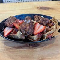 Chicken and Waffles at Vegan On The Island - Pop up in Longwood