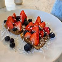 Fruit on toast at Blue Palm Mission Beach in San Diego