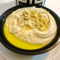 Large hummus plate  at Foul w Hummus in Dubai