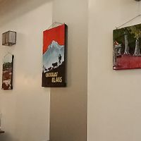 Bit of art to look at while you eat. at Basilic Instant in Besancon