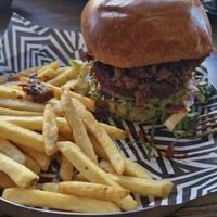 Beetroot burger with shitake mushrooms at The Rock Horsham in Horsham