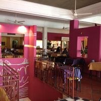 Nice dining area on the second level above pedestrian street at Verde Siempre in Cordoba