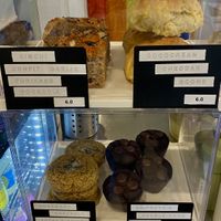 Vegan offerings in the cabinet  at Creamy & Crunchy  in Wellington