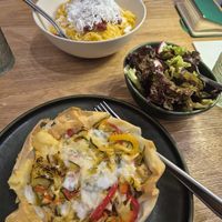 Spaghetti carbonara and tofu tortilla at Palm Spot Restaurant in Ponta Do Sol