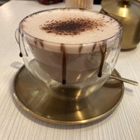 close up vegan hot chocolate   at Café am Kleinflecken in Neumuenster