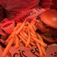 Honey mustard bacon chicken sandwich with fries   at Francis Burger Joint  in Minneapolis