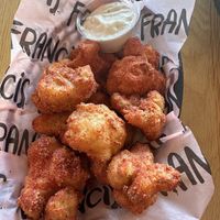 Flamin hot Cheeto cauliflower wings: really great loved it  at Francis Burger Joint  in Minneapolis