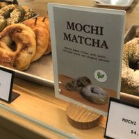 Mochi Matcha is vegan.   at WA - Bagel in Vancouver