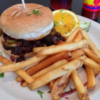 Veg Barbecue Sandwich with Fries at Green Vegetarian Cuisine in Houston
