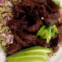 Beefless tips and quinoa salad at Green Vegetarian Cuisine in Houston