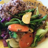 Delicious vegan coconut curry. ☺️ at Windmill Cafe in Santa Cruz