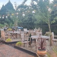 Outdoor seating by the river  at Waterside  in Whitby