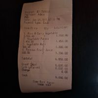 The receipt #Veganuary at Sigiri Rock View Point - the Restaurant in Sigiriya
