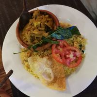 Mushroom curry with garlic rice at Sigiri Rock View Point - the Restaurant in Sigiriya